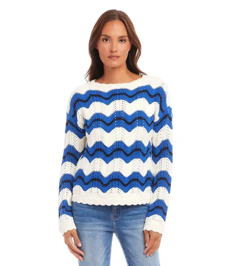 Madigan Multi Color Pointelle Zigzag Sweater - Karen Kane 1L89945