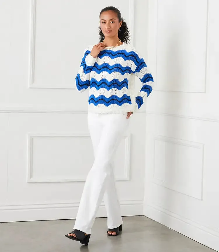 Madigan Multi Color Pointelle Zigzag Sweater - Karen Kane 1L89945