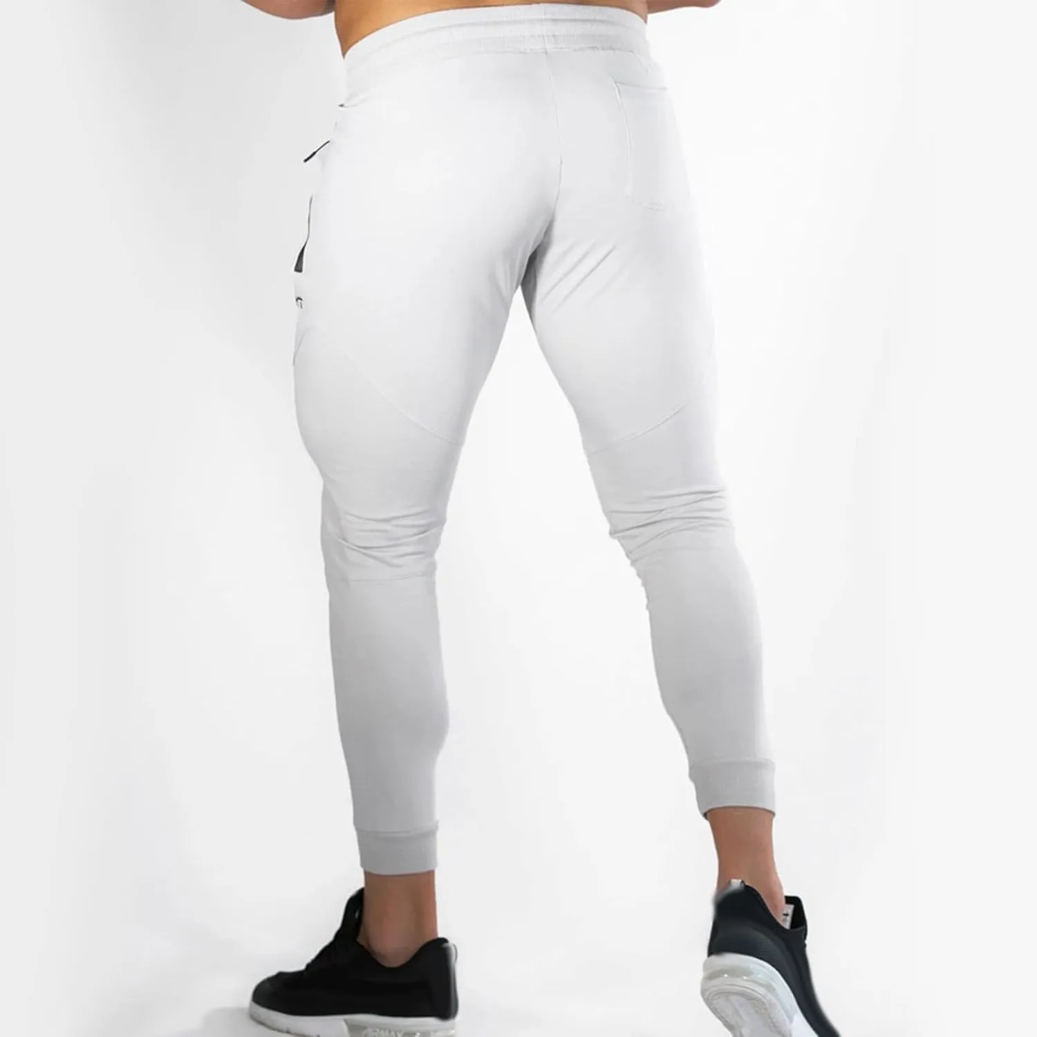 Men's Slim Fit Workout Pants Compression Gym Joggers Tapered Training Bottoms with Zipper Pocket