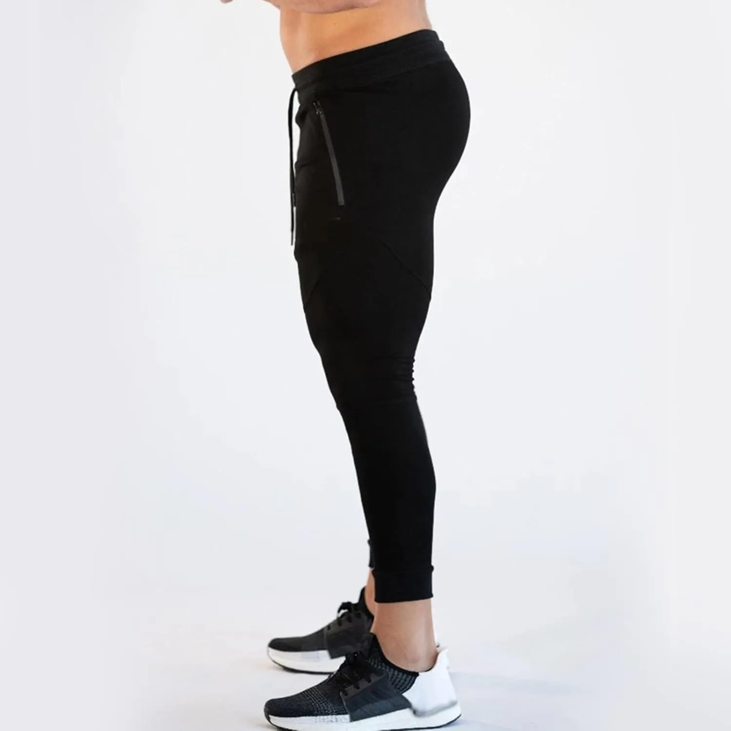 Men's Slim Fit Workout Pants Compression Gym Joggers Tapered Training Bottoms with Zipper Pocket