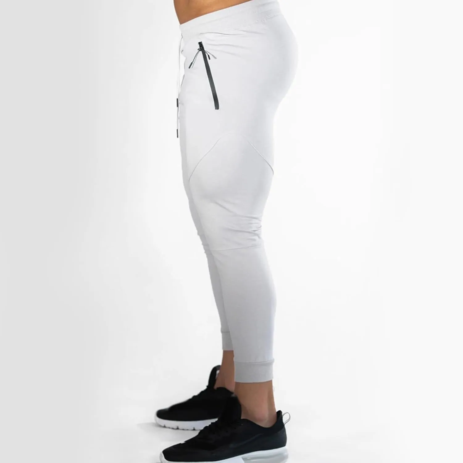 Men's Slim Fit Workout Pants Compression Gym Joggers Tapered Training Bottoms with Zipper Pocket