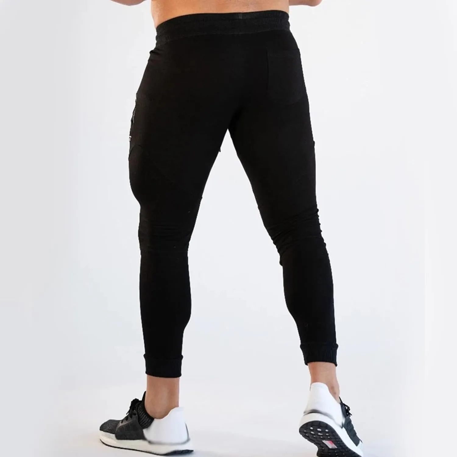 Men's Slim Fit Workout Pants Compression Gym Joggers Tapered Training Bottoms with Zipper Pocket