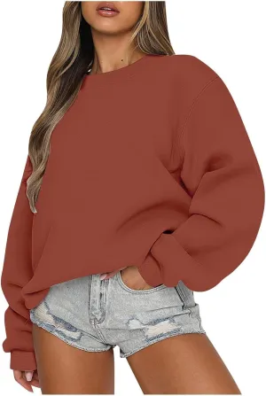 midelxp Oversized Crewneck Sweatshirts Women Soft Fleece Long Sleeve Casual Pullover Top Comfy Cute Hoodies for Teen Girls