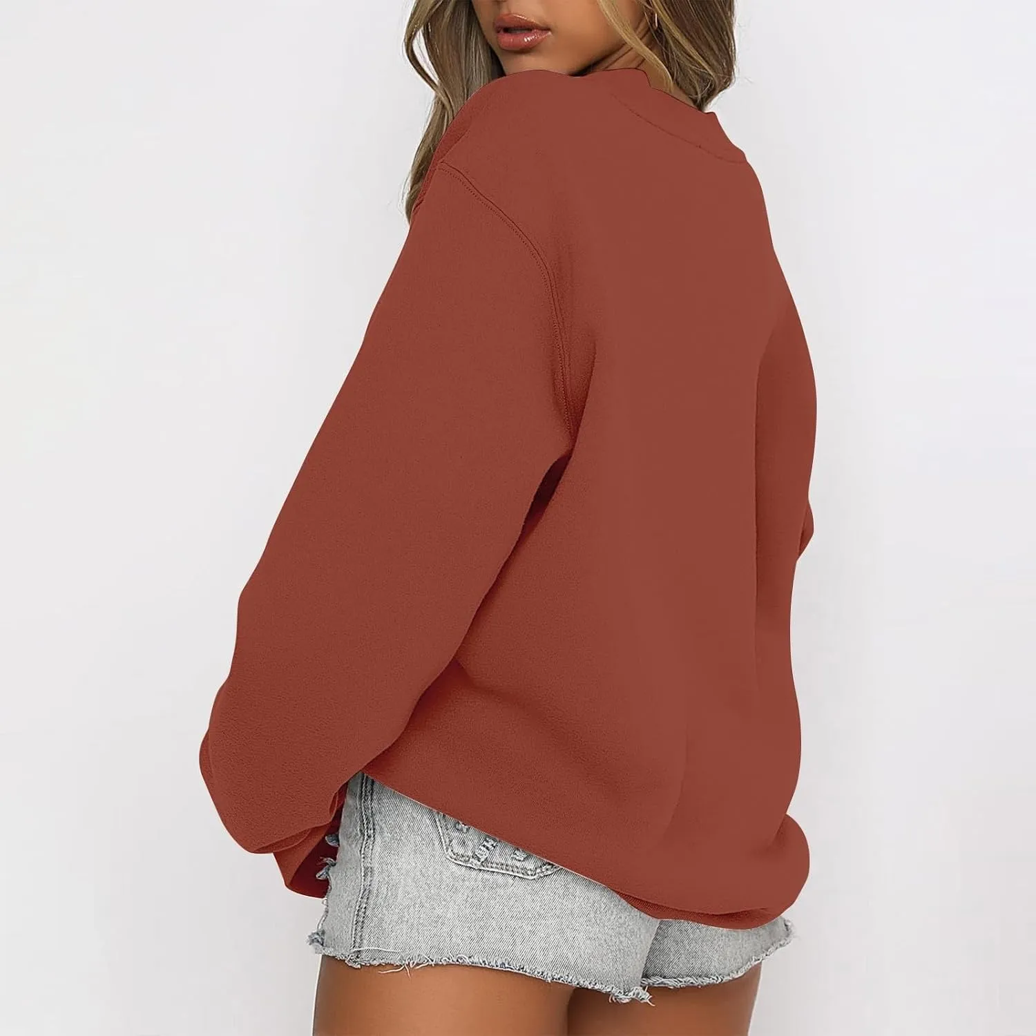 midelxp Oversized Crewneck Sweatshirts Women Soft Fleece Long Sleeve Casual Pullover Top Comfy Cute Hoodies for Teen Girls