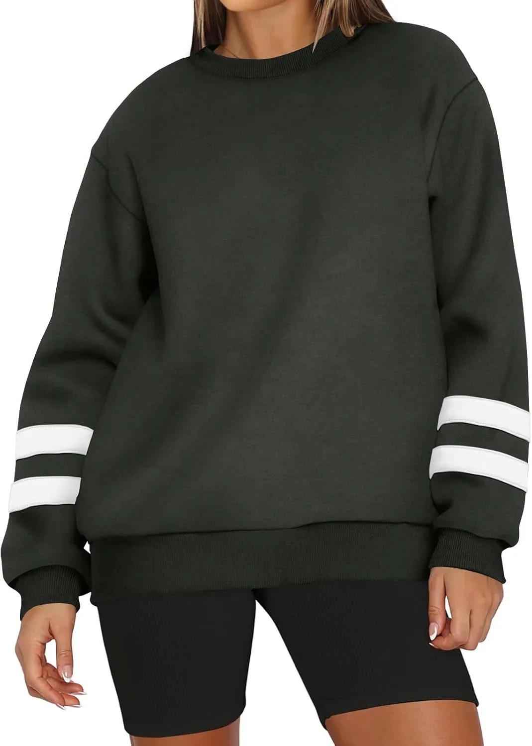 midelxp Womens Plus Size Sweatshirts Color Block Oversized Crewneck Sweatshirts Winter Warm Fleece Pullover Cute Fall Outfits