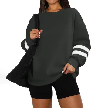 midelxp Womens Plus Size Sweatshirts Color Block Oversized Crewneck Sweatshirts Winter Warm Fleece Pullover Cute Fall Outfits