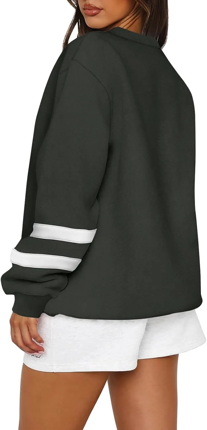 midelxp Womens Plus Size Sweatshirts Color Block Oversized Crewneck Sweatshirts Winter Warm Fleece Pullover Cute Fall Outfits
