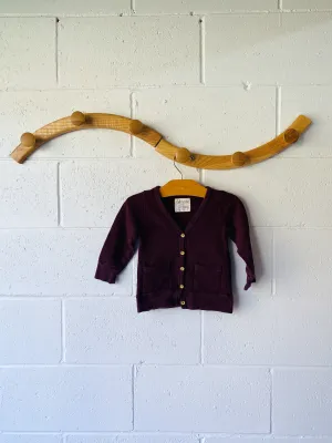mini mioche Eggplant Purple Jersey Cardigan, 18-24 months