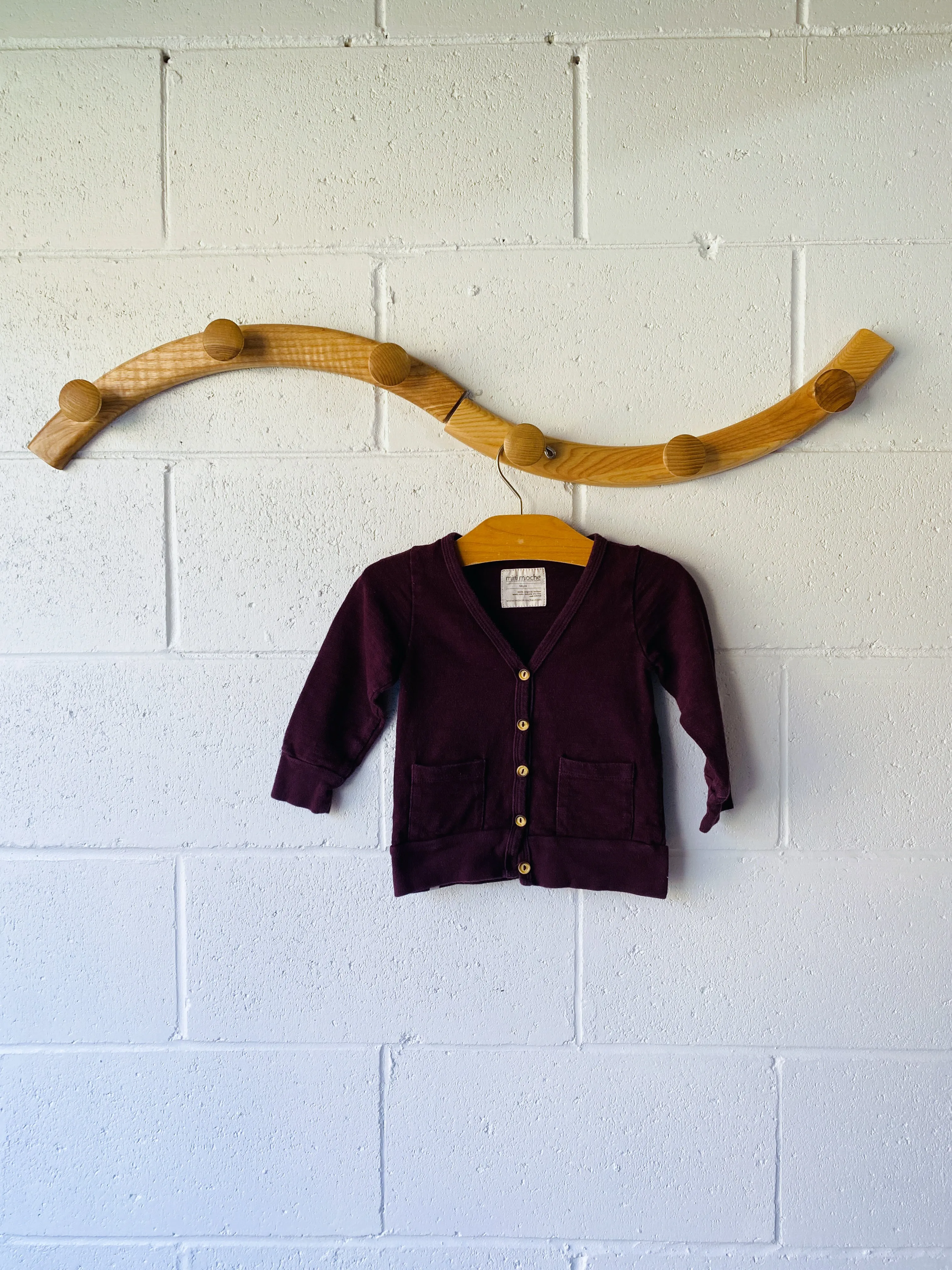mini mioche Eggplant Purple Jersey Cardigan, 18-24 months