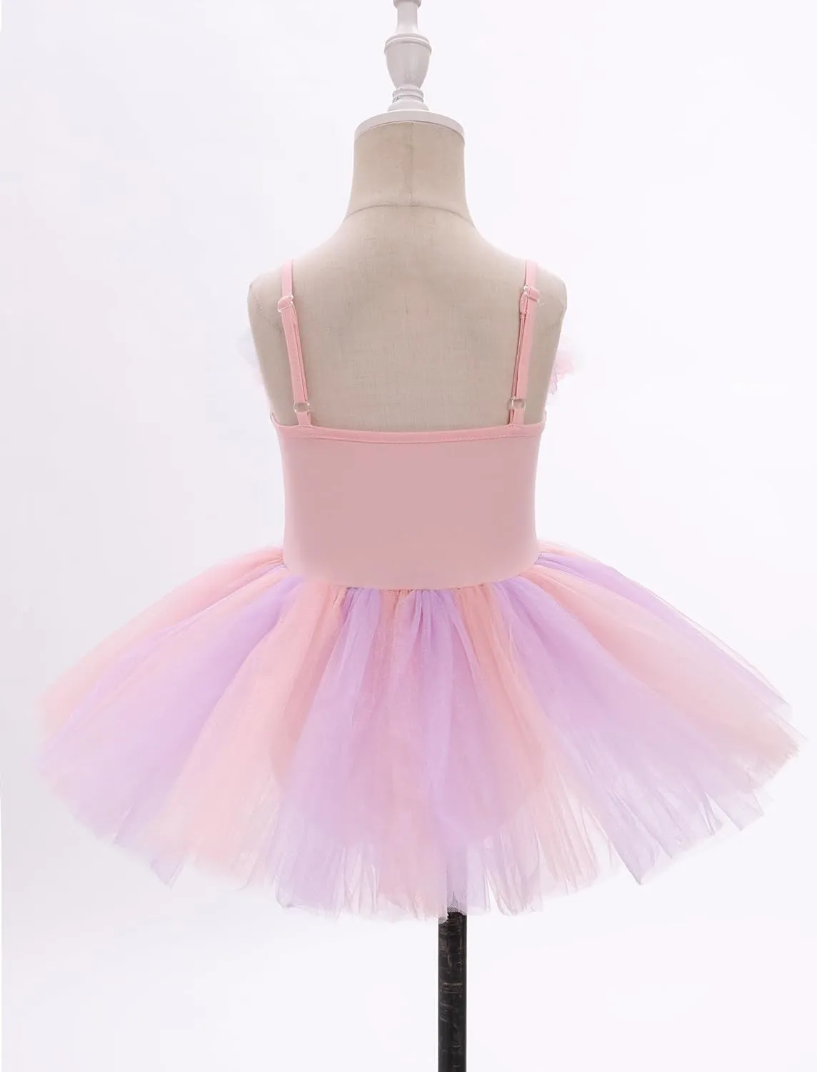 ODASDO Dance Leotard for Girls Toddler Kids Shiny Sequin Flower Camisole Dress Tutu Skirt Ballerina Dancewear