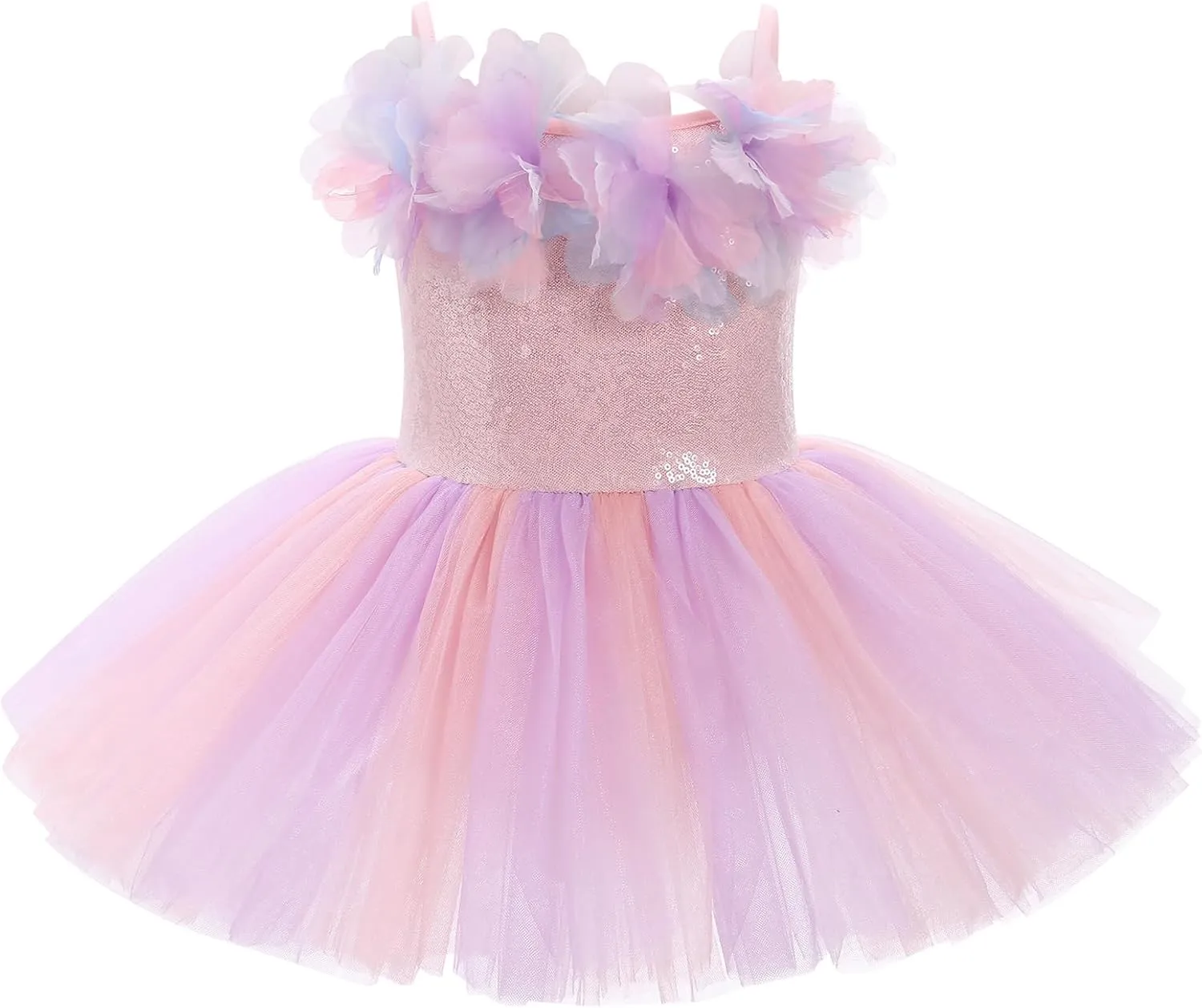 ODASDO Dance Leotard for Girls Toddler Kids Shiny Sequin Flower Camisole Dress Tutu Skirt Ballerina Dancewear