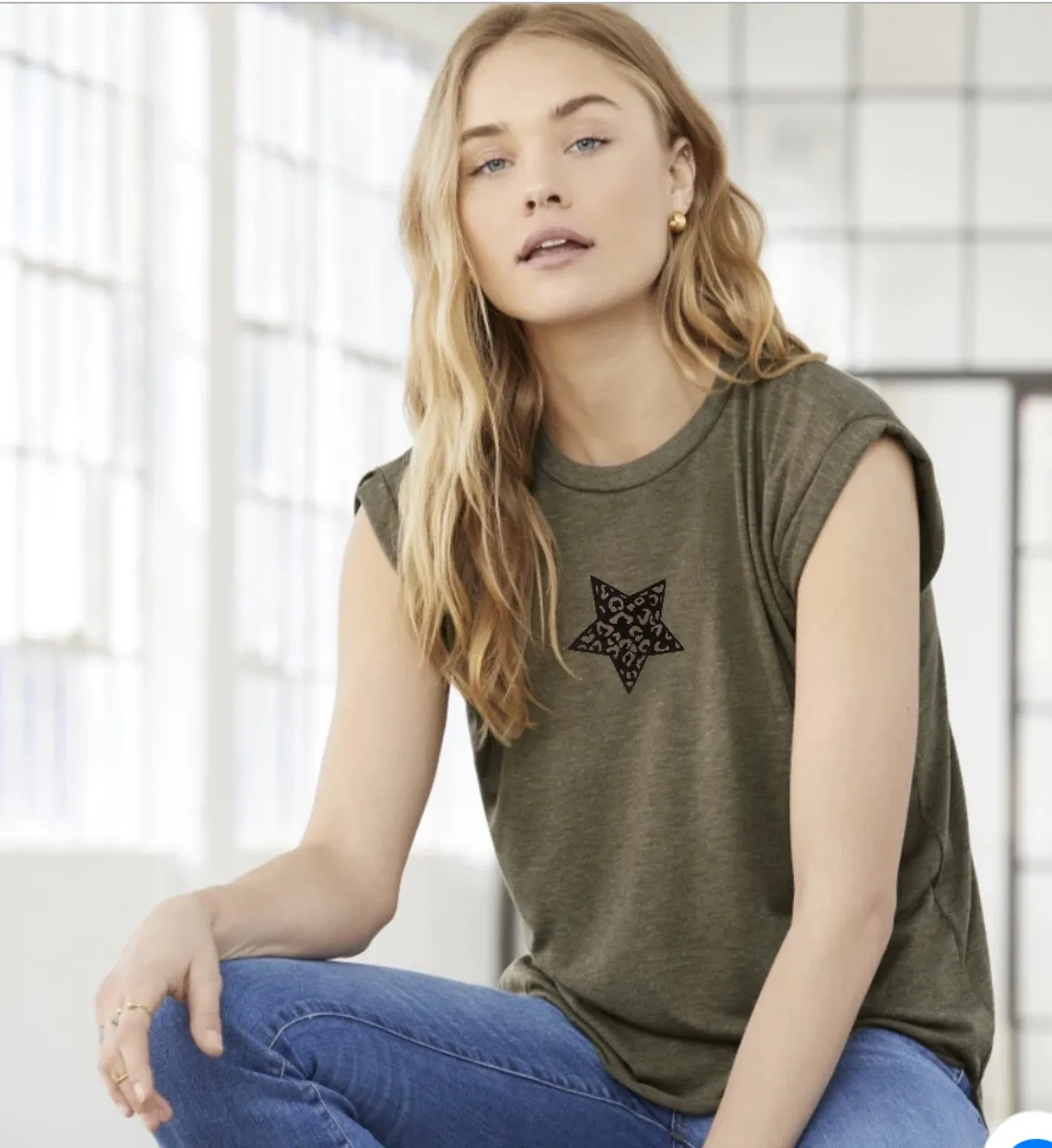 Olive Green Women's Flowy Summer Fold Up Tee T-Shirt LTS-8804