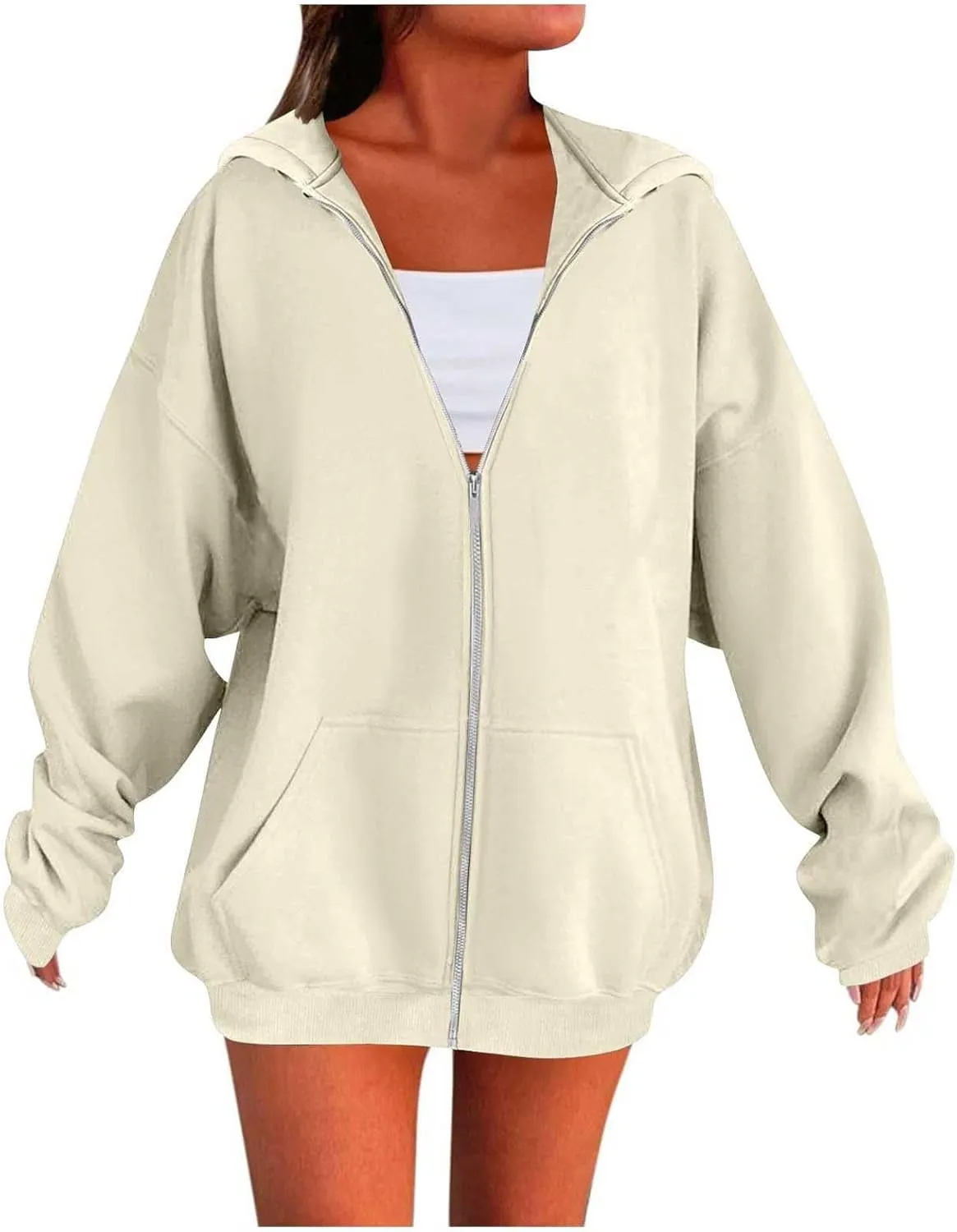 Oversized Hoodies for Women Trendy Plus Size Long Sleeve Cute Zip Up Sweatshirts Y2k Casual Fall Fashion 2024 Clothes