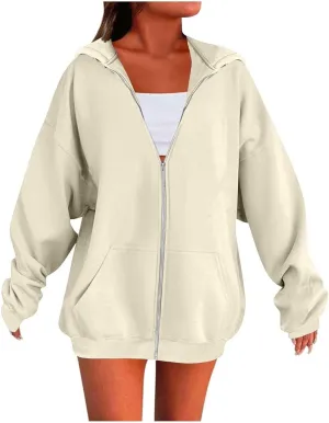 Oversized Hoodies for Women Trendy Plus Size Long Sleeve Cute Zip Up Sweatshirts Y2k Casual Fall Fashion 2024 Clothes