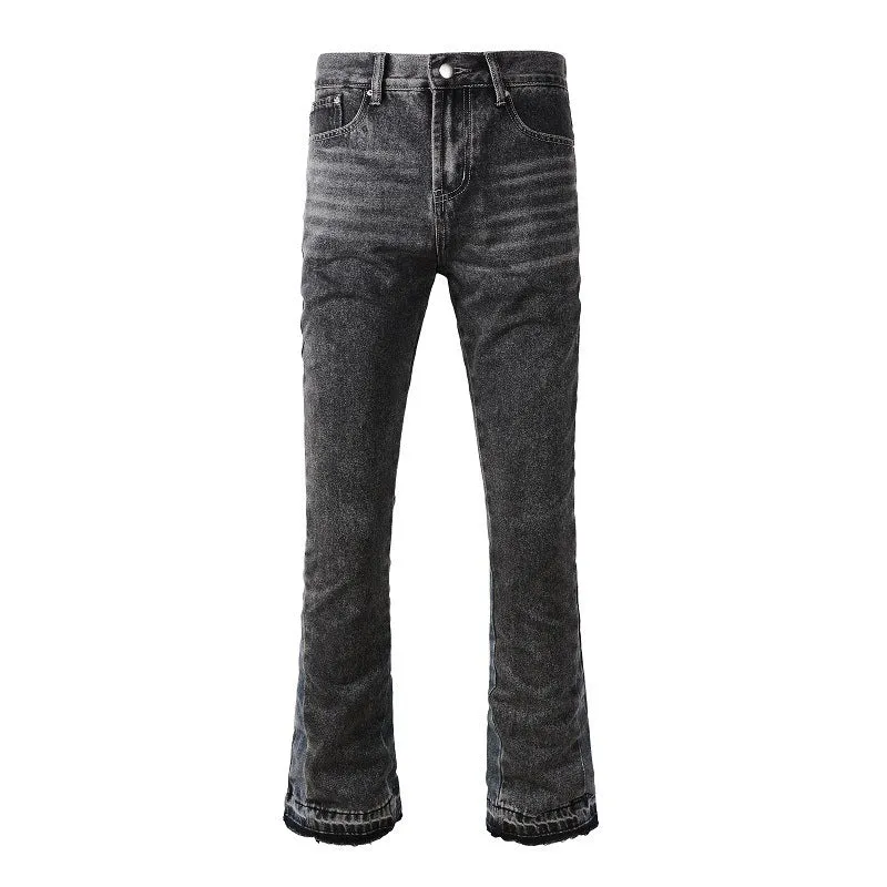 Patchwork Gradient Contrast Ground White Slightly Flared Washing Craft Flared Jeans