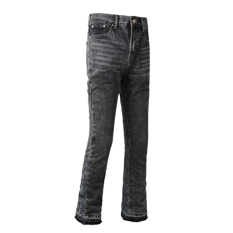Patchwork Gradient Contrast Ground White Slightly Flared Washing Craft Flared Jeans