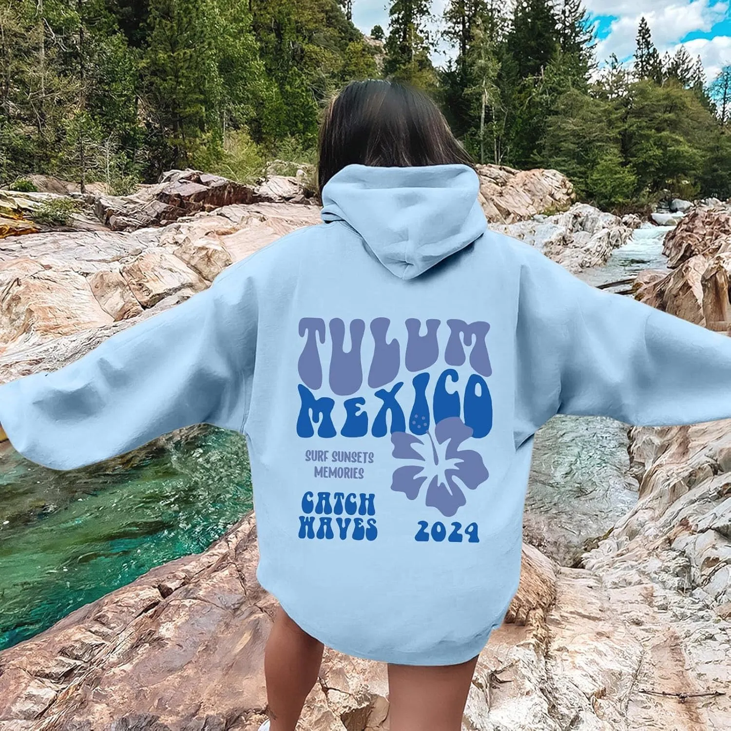 Pink Hoodie Womens Long Sleeve Sweatshirt Trendy Graphic Drawstring Pullover Fall Winter Outfits Y2K Clothes