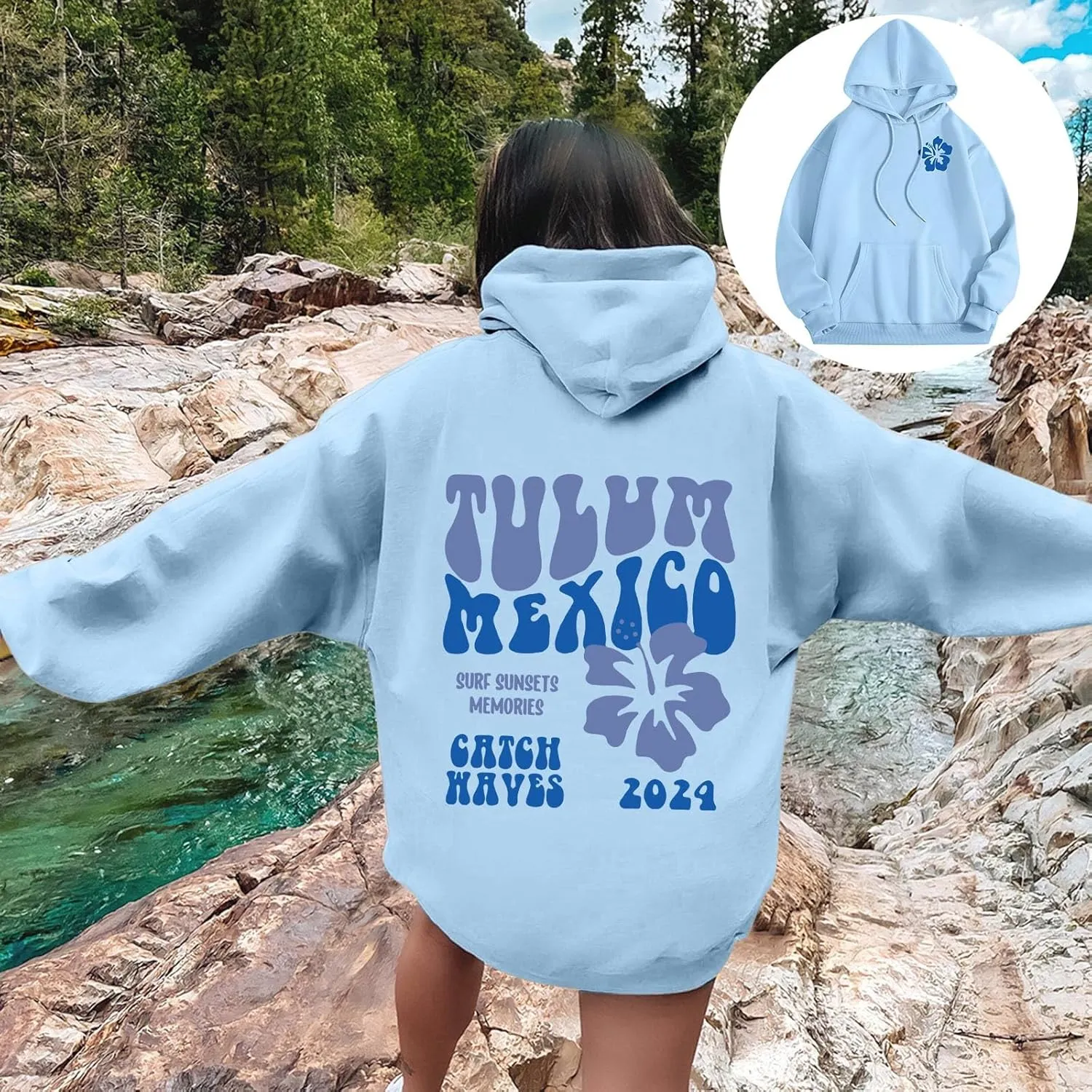 Pink Hoodie Womens Long Sleeve Sweatshirt Trendy Graphic Drawstring Pullover Fall Winter Outfits Y2K Clothes