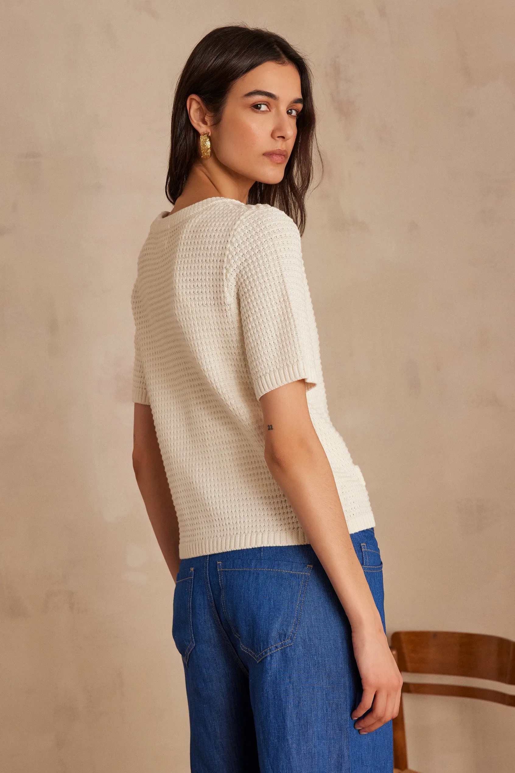 SALOME ECRU COTTON CARDIGAN