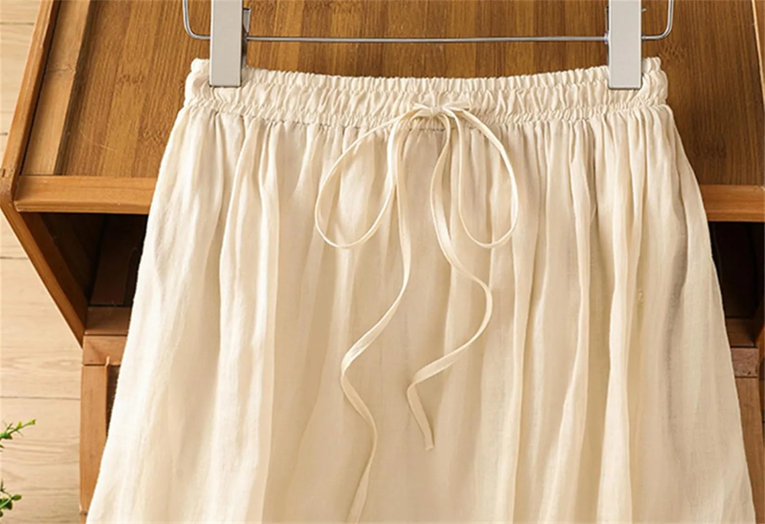 SANGTREE Womens Boho Casual Skirts Elastic High Waist Embroidery Midi Long Skirt