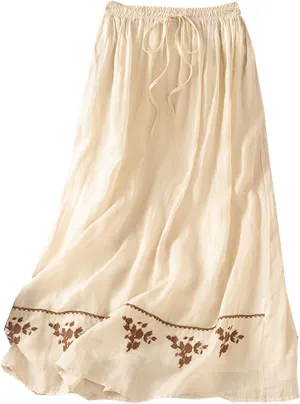 SANGTREE Womens Boho Casual Skirts Elastic High Waist Embroidery Midi Long Skirt
