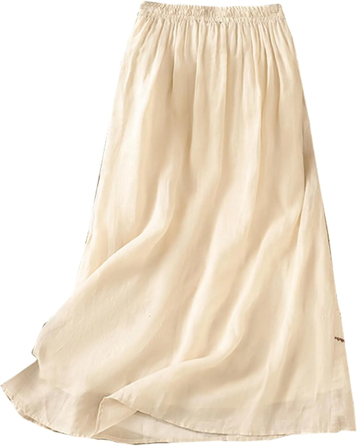 SANGTREE Womens Boho Casual Skirts Elastic High Waist Embroidery Midi Long Skirt