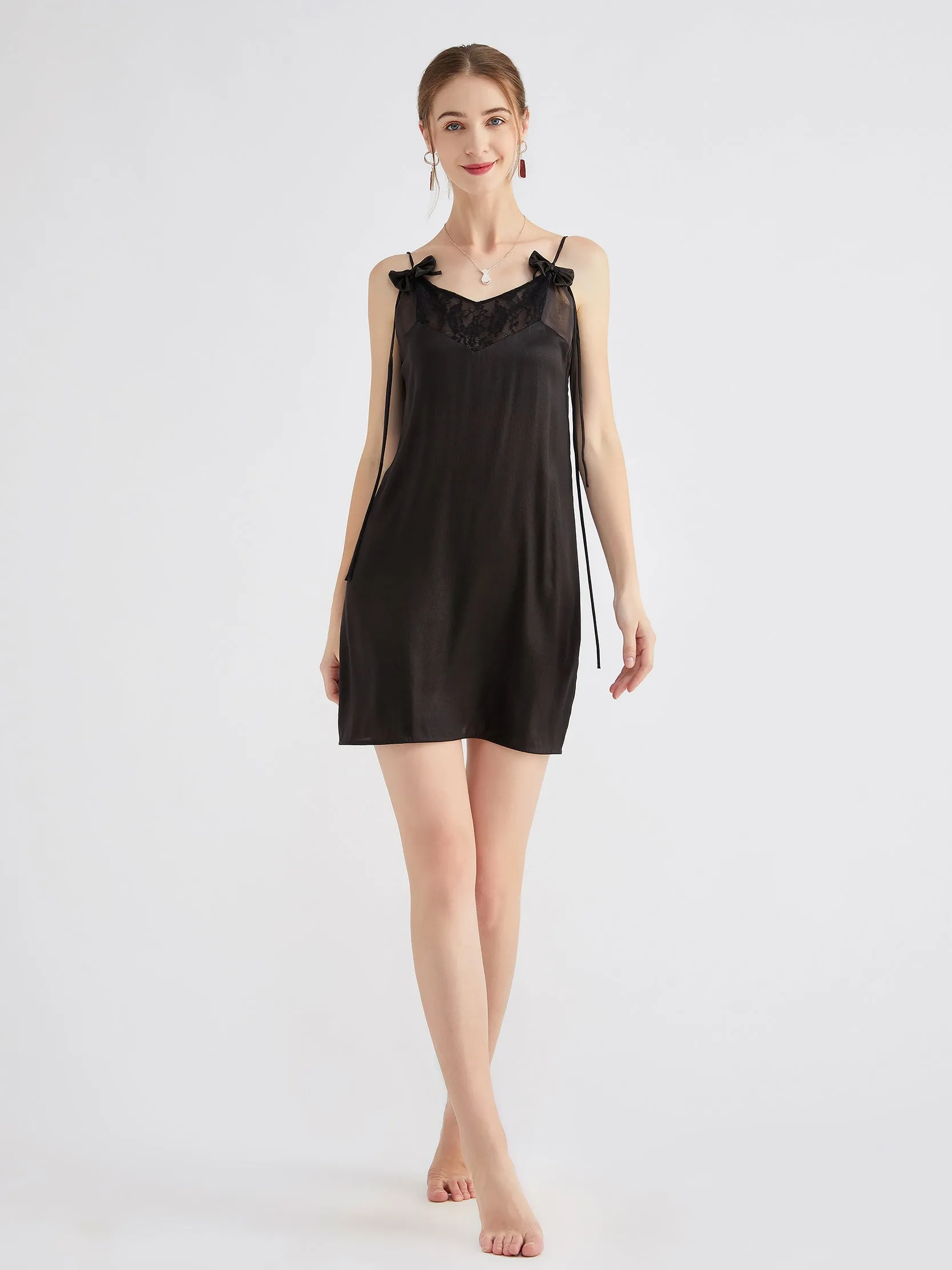 Silk (Gambiered Guangdong Silk) Home Wear Camisole Dress