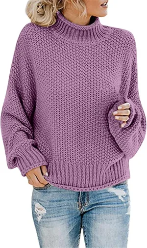 Sweaters for Women 2024 Trendy Plus Size Cable Knit Turtleneck Sweater Casual Fall Winter Long Sleeve Pullover Tops