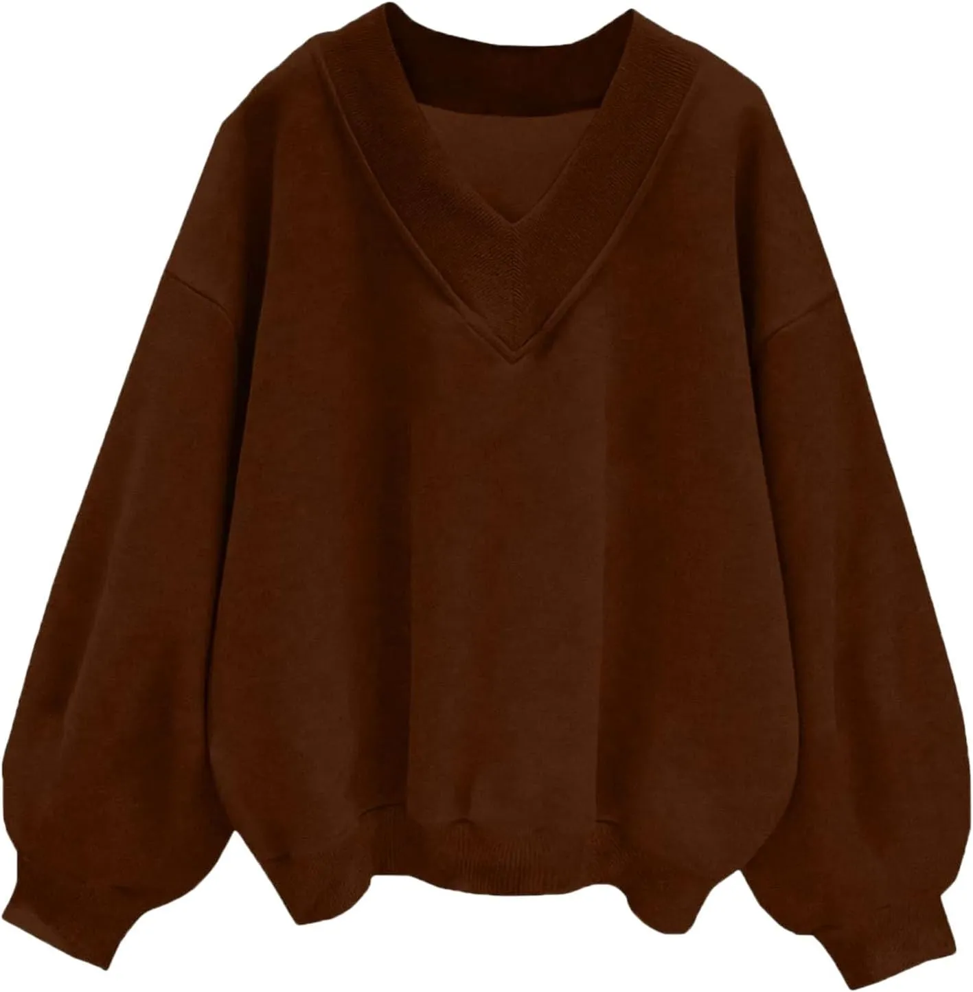 TANGNADE Women's Oversized Sweatshirts Long Sleeve Solid Hoodies V Neck Pullover Casual Sweaters 2024 Fall Clothes Trendy
