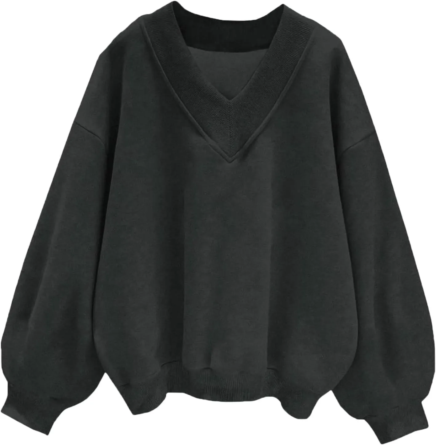 TANGNADE Women's Oversized Sweatshirts Long Sleeve Solid Hoodies V Neck Pullover Casual Sweaters 2024 Fall Clothes Trendy