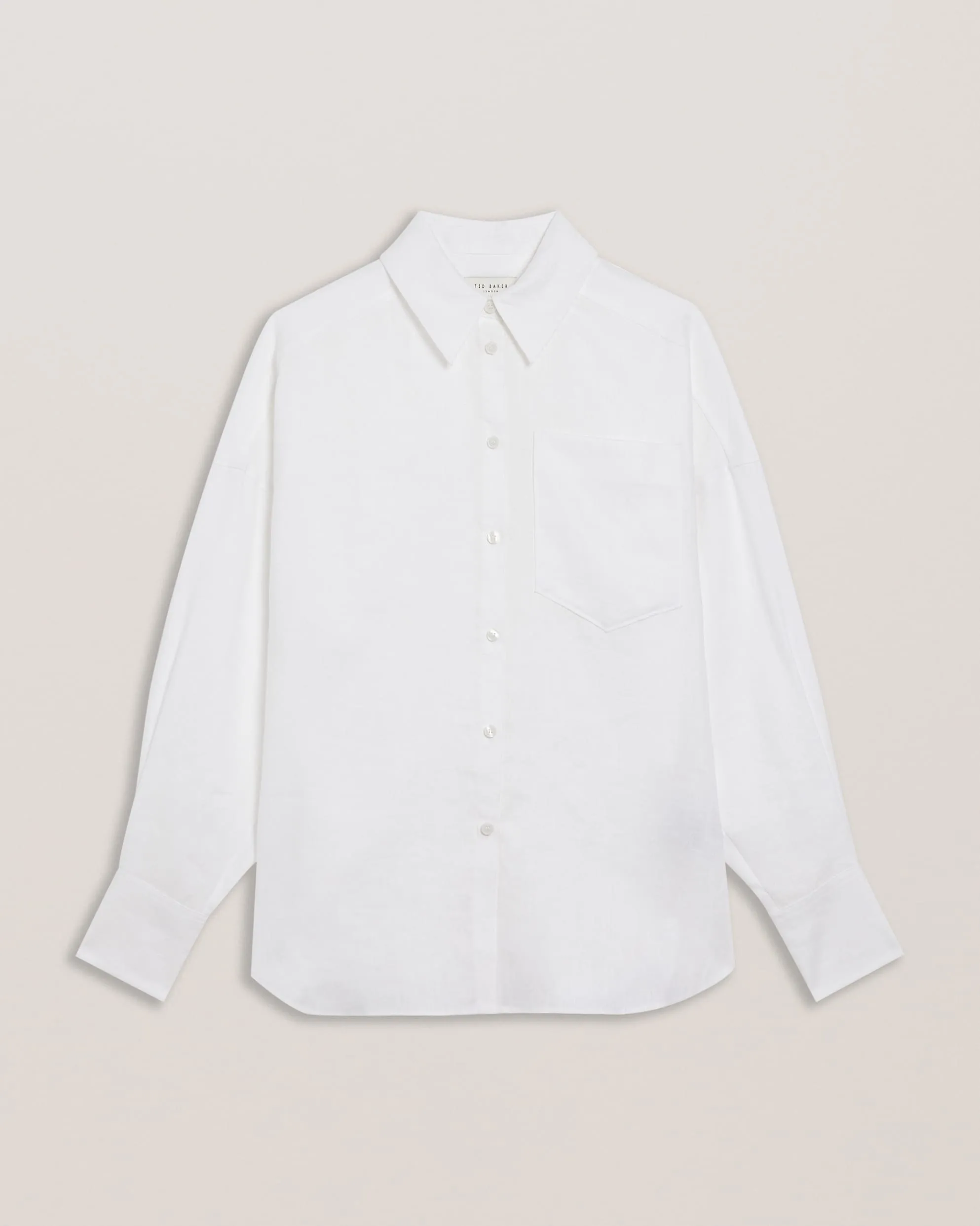 Toloca Oversized Longline Linen Shirt White