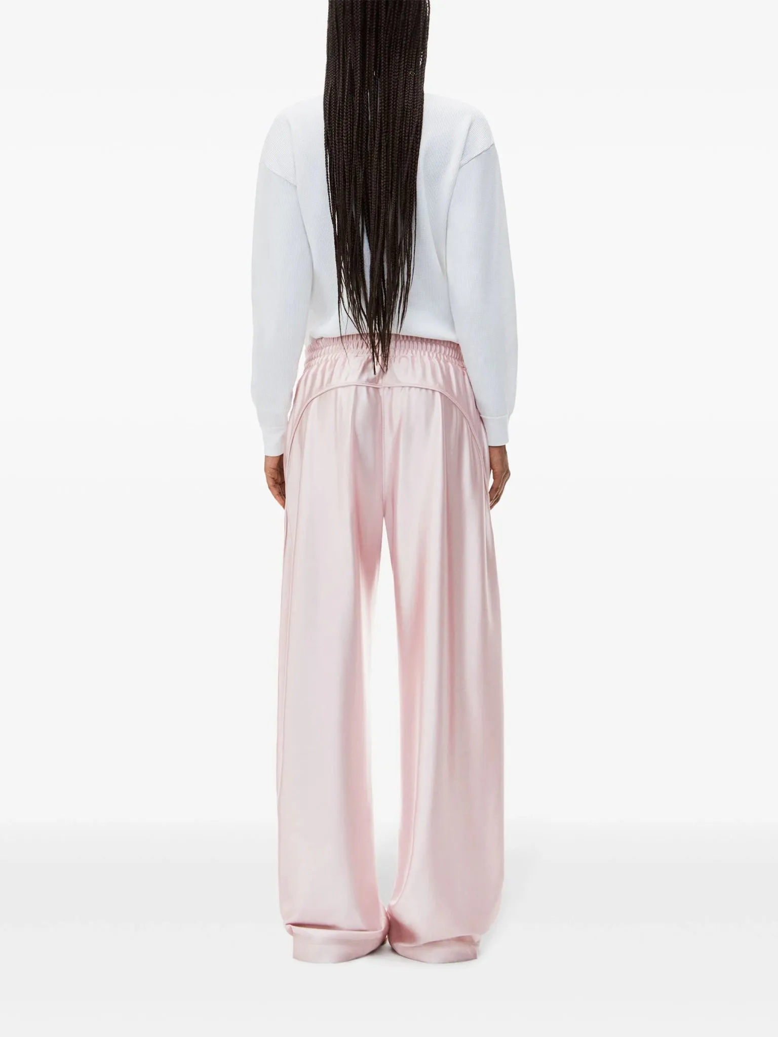 wide-leg metallic trousers