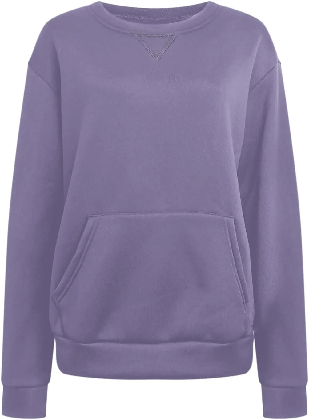 Women Solid Colors Crewneck Sweatshirts Long Sleeve Pullover Tops No Hood Cute Sweatshirt Comfort Sweaters 2024