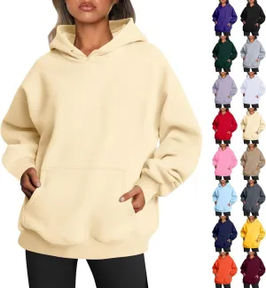 Womens Oversized Hoodie Baggy Fleece Hooded Sweatshirts Trendy Drop Shoulder Pullover Sweater Fall Clothes w/Pockets