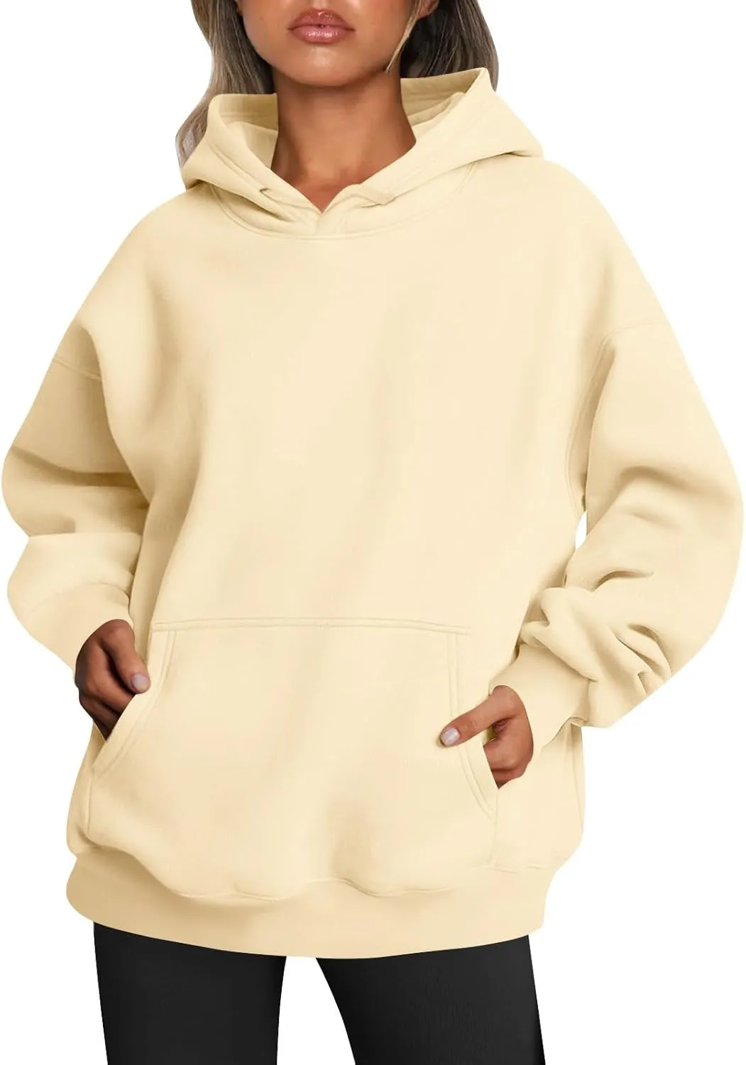 Womens Oversized Hoodie Baggy Fleece Hooded Sweatshirts Trendy Drop Shoulder Pullover Sweater Fall Clothes w/Pockets