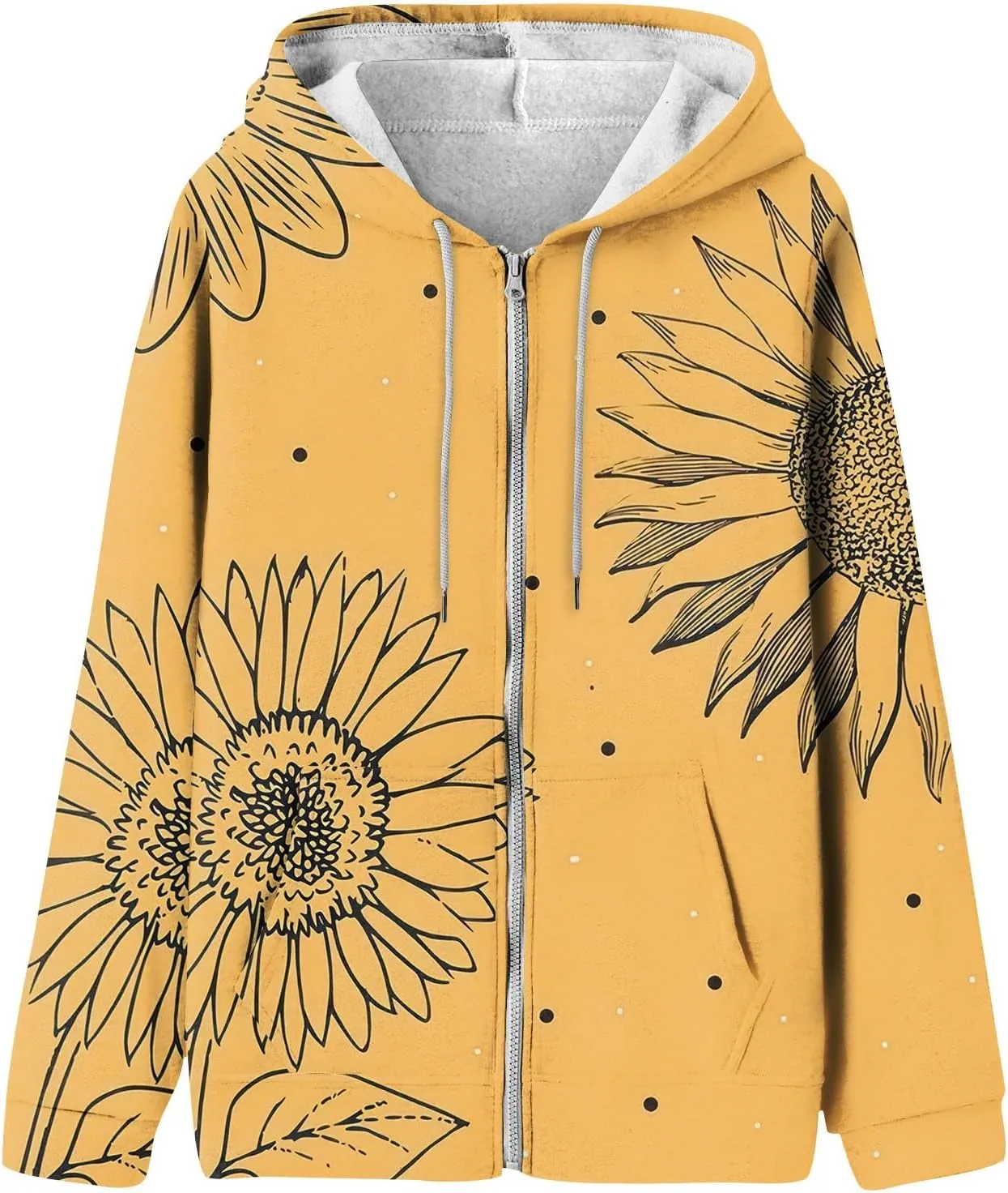 Women's Trendy Floral Printing Jacket Zip Up Hoodies Lightweight Long Sleeve Coat Fall Fashion Outfits with Pockets